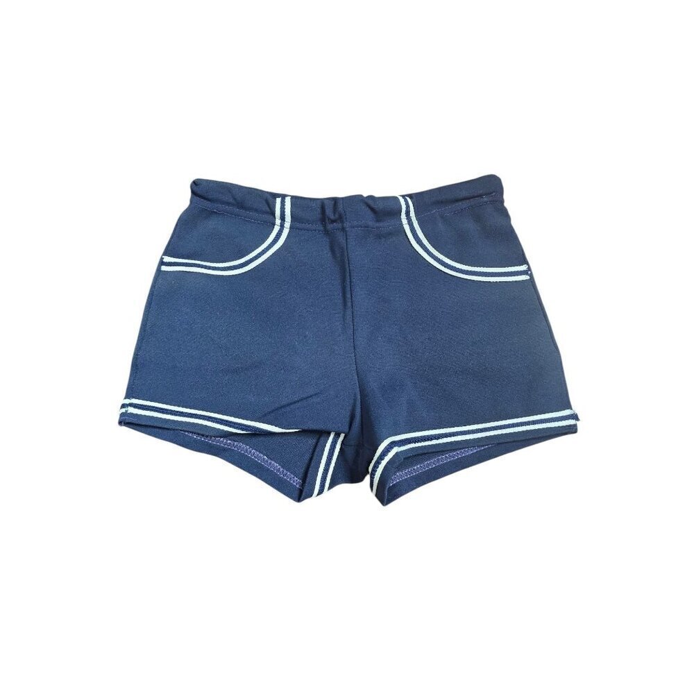 Vintage 60s 70s Navy Blue Boys Shorts Swim Trunk Donmoor Whale